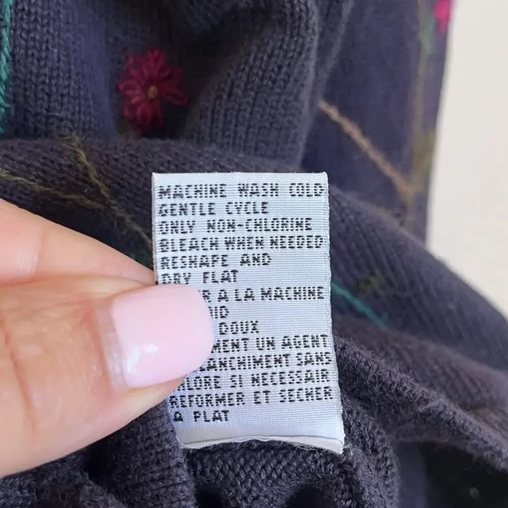 Vintage Talbots Floral Womens Cardigan Sweater‎ Size M Blue Cottagecore Grandma - Picture 7 of 7